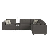 Options One Media Console with Drawer, acrylic top, reading light and PWS in Palmer Plus Ash