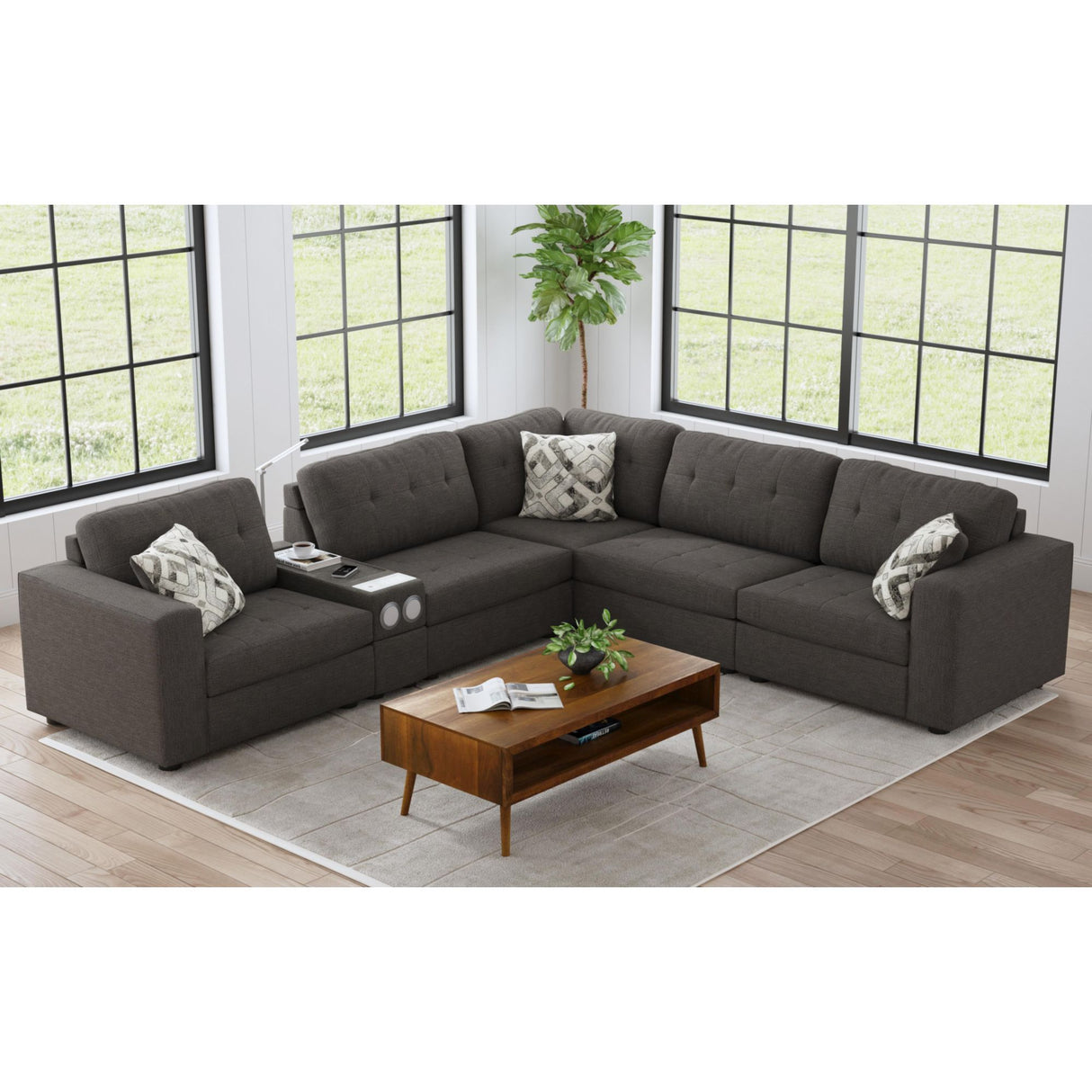 Options One RHF Chair in Palmer Plus Ash with 1 Pillow 20"ÔøΩ