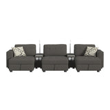 Options One 8PC Living Room Set in Palmer Plus Ash with Media Console