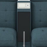 Options One 8PC Living Room Set in Palmer Plus Teal with Media Console