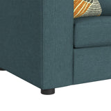 Options One 8PC Living Room Set in Palmer Plus Teal with Media Console