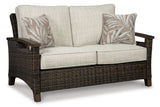 Paradise Trail Outdoor Loveseat, Lounge Chairs and Fire Pit Table