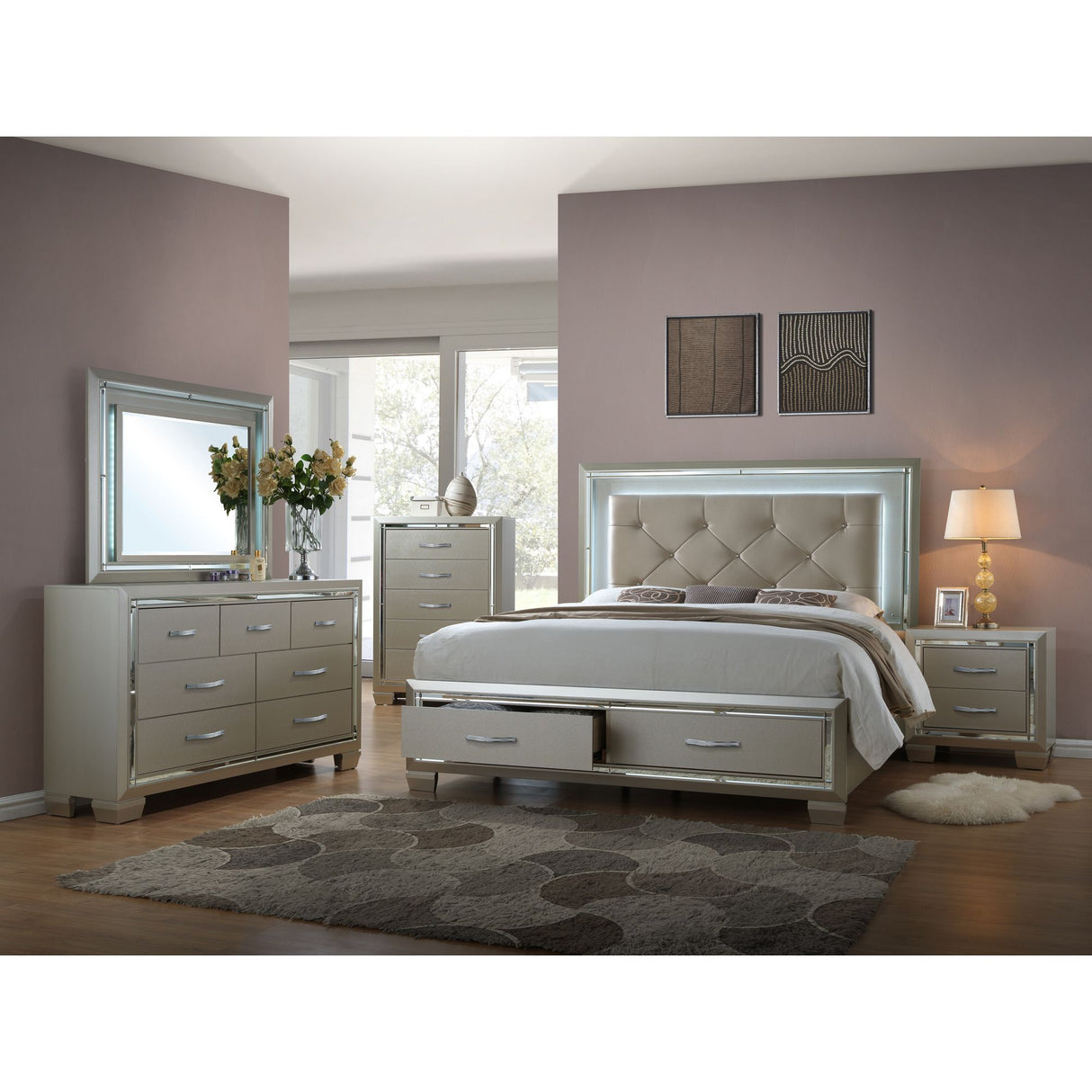 Platinum Queen Platform Storage 5PC Set