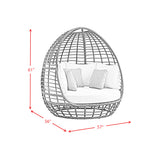 Playa Twin Egg Chair - Dark Grey and Olefin Beige with 3 Pillows