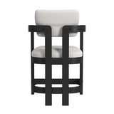 Portland Arm Counter Stool with White Fabric in Black (2 Per Carton)