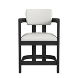 Portland Arm Counter Stool with White Fabric in Black (2 Per Carton)