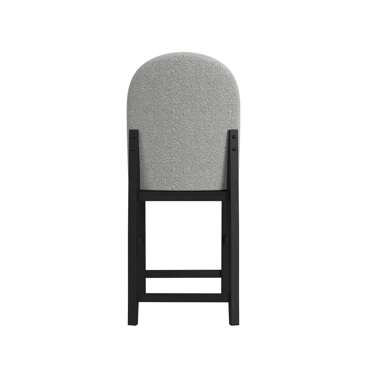 Portland Round Back Barstool with Grey Fabric in Black (2 Per Carton)