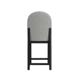 Portland Round Back Barstool with Grey Fabric in Black (2 Per Carton)