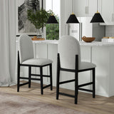 Portland Round Back Barstool with Grey Fabric in Black (2 Per Carton)