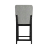Portland Square Back Barstool with Grey Fabric in Black (2 Per Carton)