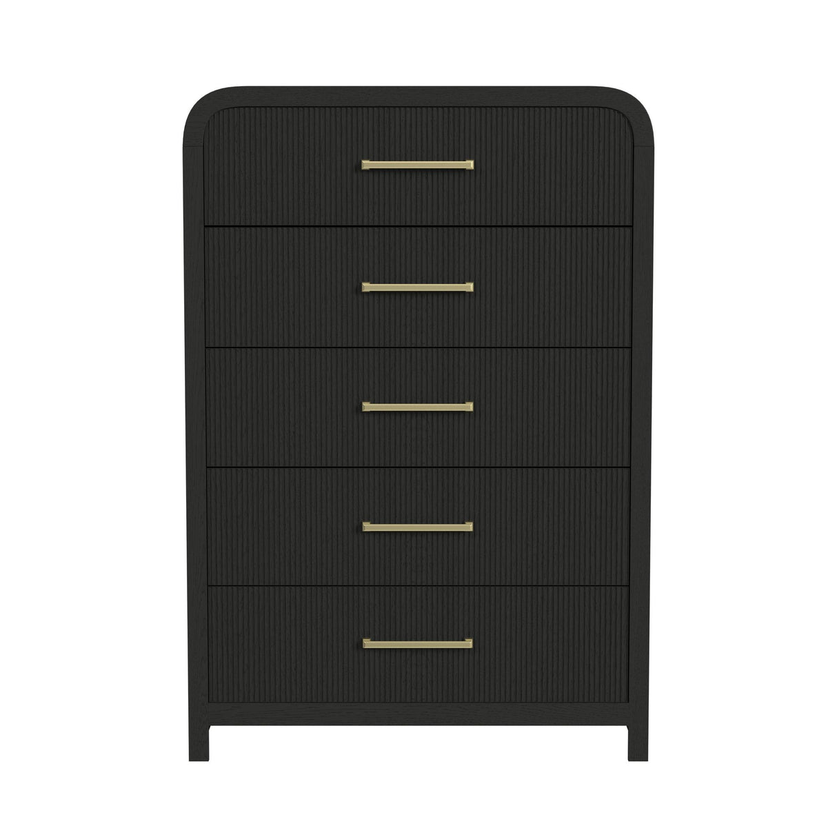 Ridgemont 5-Drawer Chest in Black with Grain