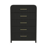 Ridgemont 5-Drawer Chest in Black with Grain