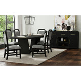Ridgemont Standard Height Dining Set in Black with Grain-Table and Four Grey Fabric Chairs