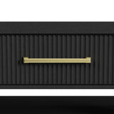 Ridgemont Coffee Table with Casters/Push Through Drawer in Black with Grain