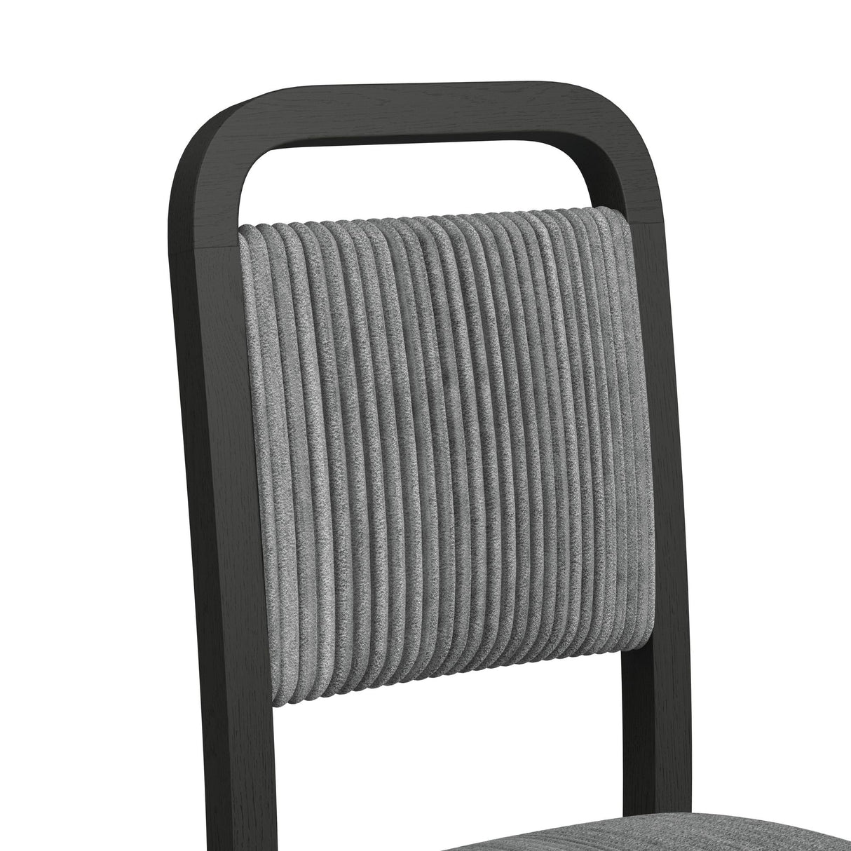 Ridgemont Standard Height Dining Set in Black with Grain-Table and Four Grey Fabric Chairs