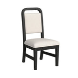Ridgemont Standard Height Dining Set in Black with Grain-Table and Four Grey Fabric Chairs