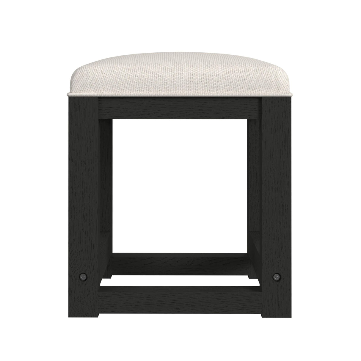 Ridgemont Dressing Stool with White Fabric in Black with Grain