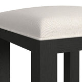 Ridgemont Dressing Stool with White Fabric in Black with Grain