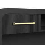 Ridgemont Dressing Table and Mirror in Black with Grain