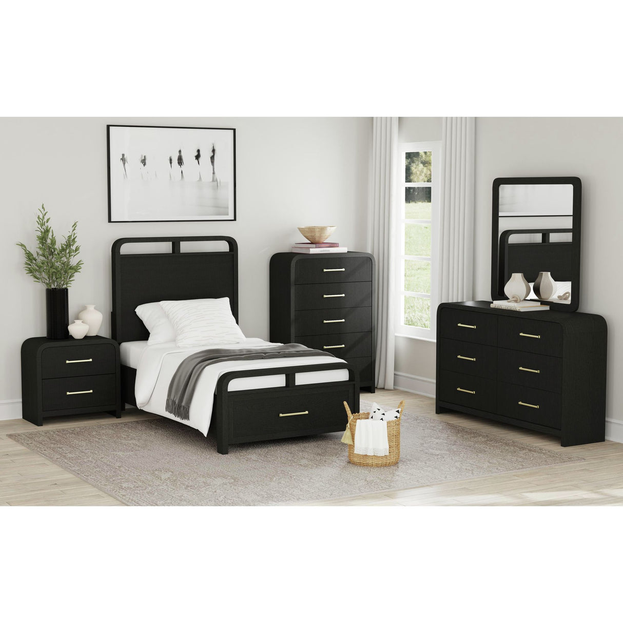 Ridgemont Storage Bed in Black with Grain