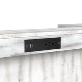 Rogen Rustic Bar Table with Ice Tray, USB and Power in Rustic White