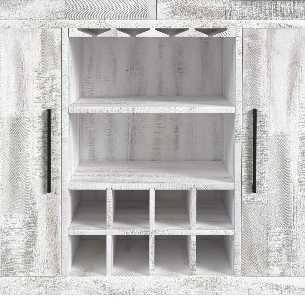 Rogen Rustic Bar Table with Ice Tray, USB and Power in Rustic White