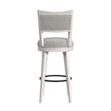 Rogen Rustic Swivel Bar Stool with Grey Fabric in Rustic White (2 Per Carton)