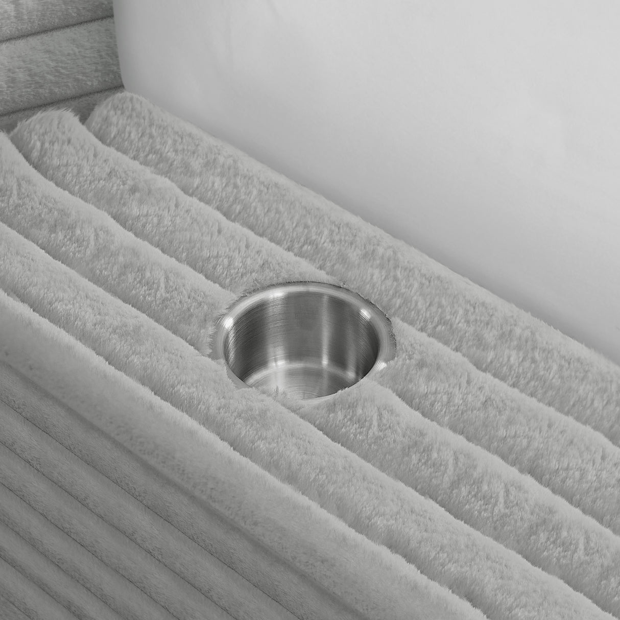 Rosebery UPH Bed with 2 Pillows in Light Grey Corduroy