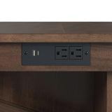Santa Barbara Kitchen Island & 2 Counter Stools with Dark Grey Fabric in Walnut