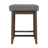 Santa Barbara Kitchen Island & 2 Counter Stools with Dark Grey Fabric in Walnut