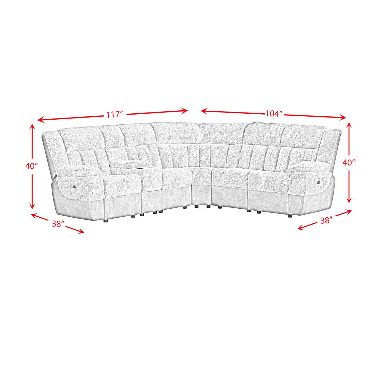 Santorini 6PC Motion Sectional Set in Dillon/Shire Grey