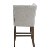 Seneca Counter Corner Bench with Upholstered Back and Grey Fabric