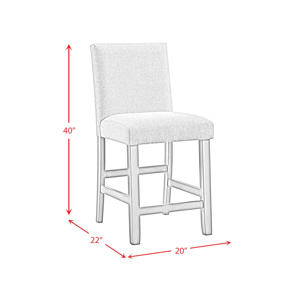 Seneca Counter Side Chair with Grey Fabric in Brown (2 Per Carton)