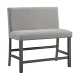 Seneca Counter Bench with Upholstered Back and Grey Fabric