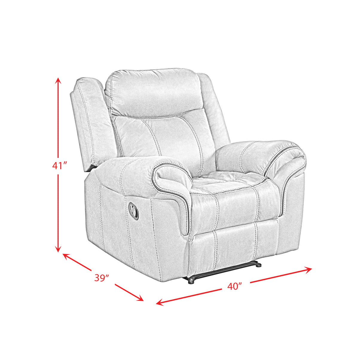 Sorrento 3PC Living Room Set in FB367 Charcoal-Sofa, Loveseat & Recliner