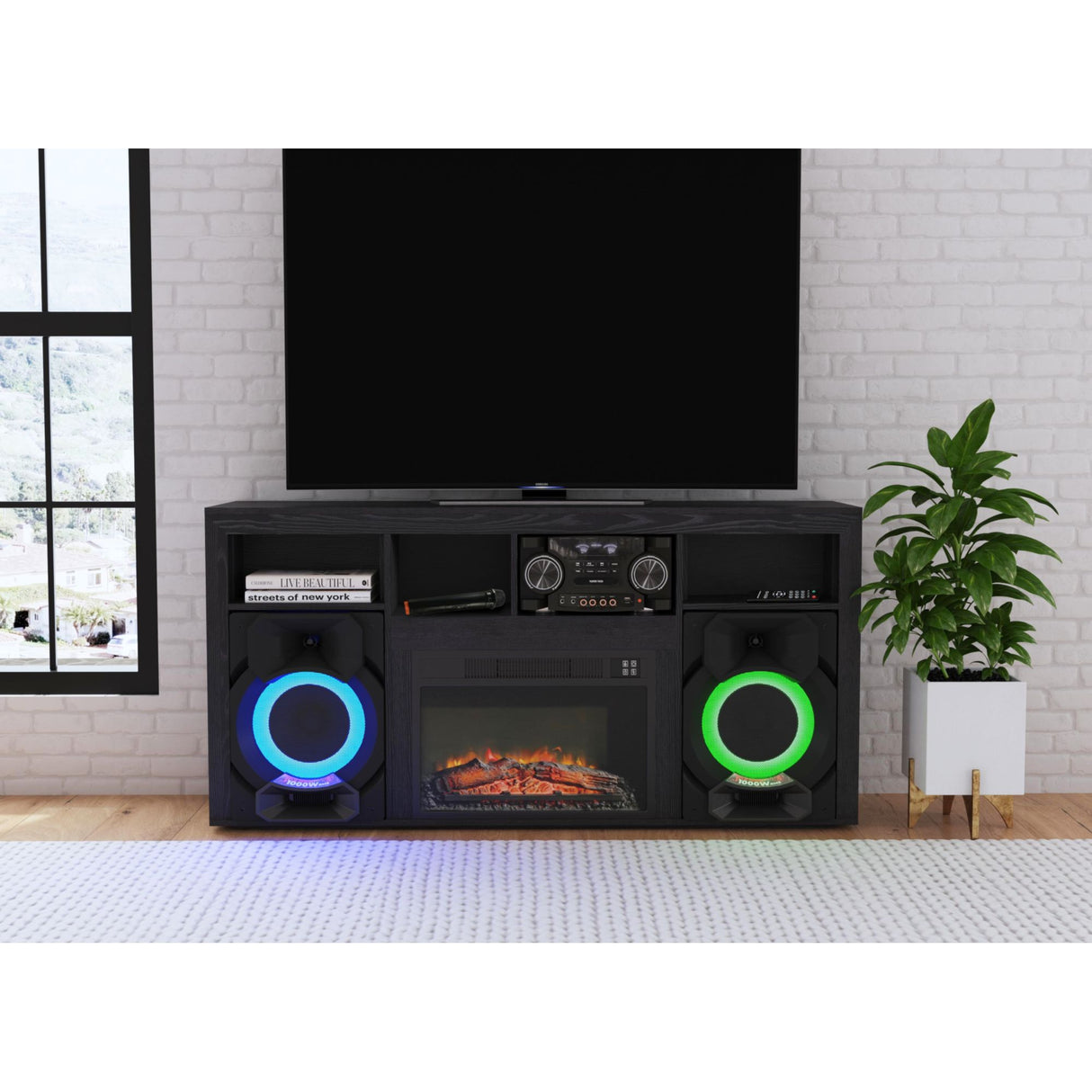 St. Cloud Fireplace with Sound System in Black