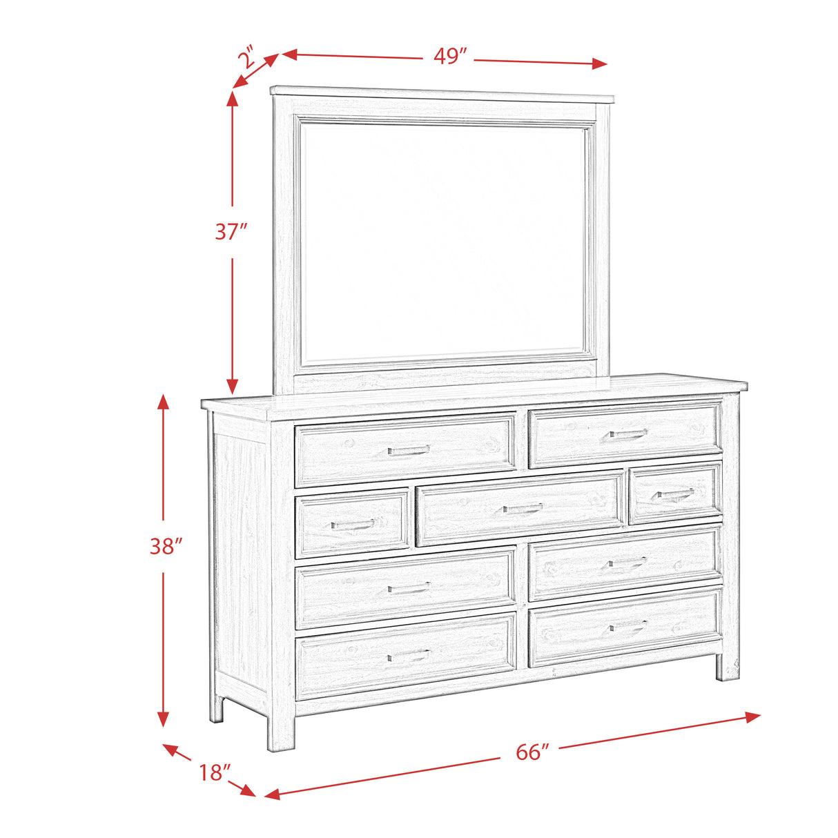 Sullivan Dresser & Mirror Set in Drift Grey