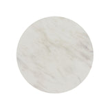Sylvie Round Dining Table with White Faux Marble Top in Dark Brown