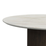 Sylvie 2PC Occasional Table Set with White Faux Marble Top and Base in Dark Brown-Coffee Table & End Table