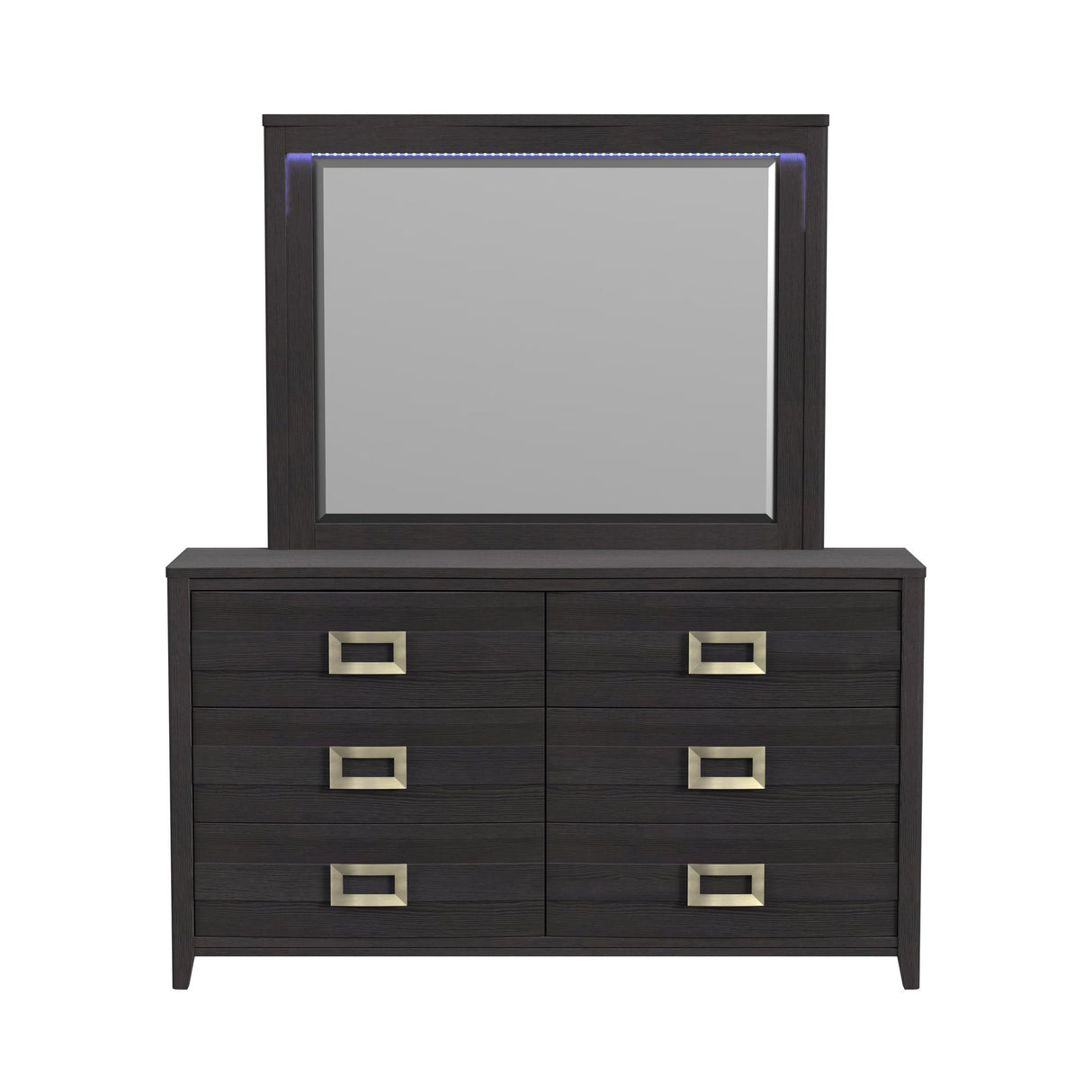 Tobias Dresser and Mirror Set with LED in Black