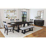 Transcend Dining Bench with Light Grey Fabric in Charcoal