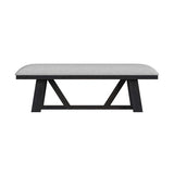 Transcend Dining Bench with Light Grey Fabric in Charcoal