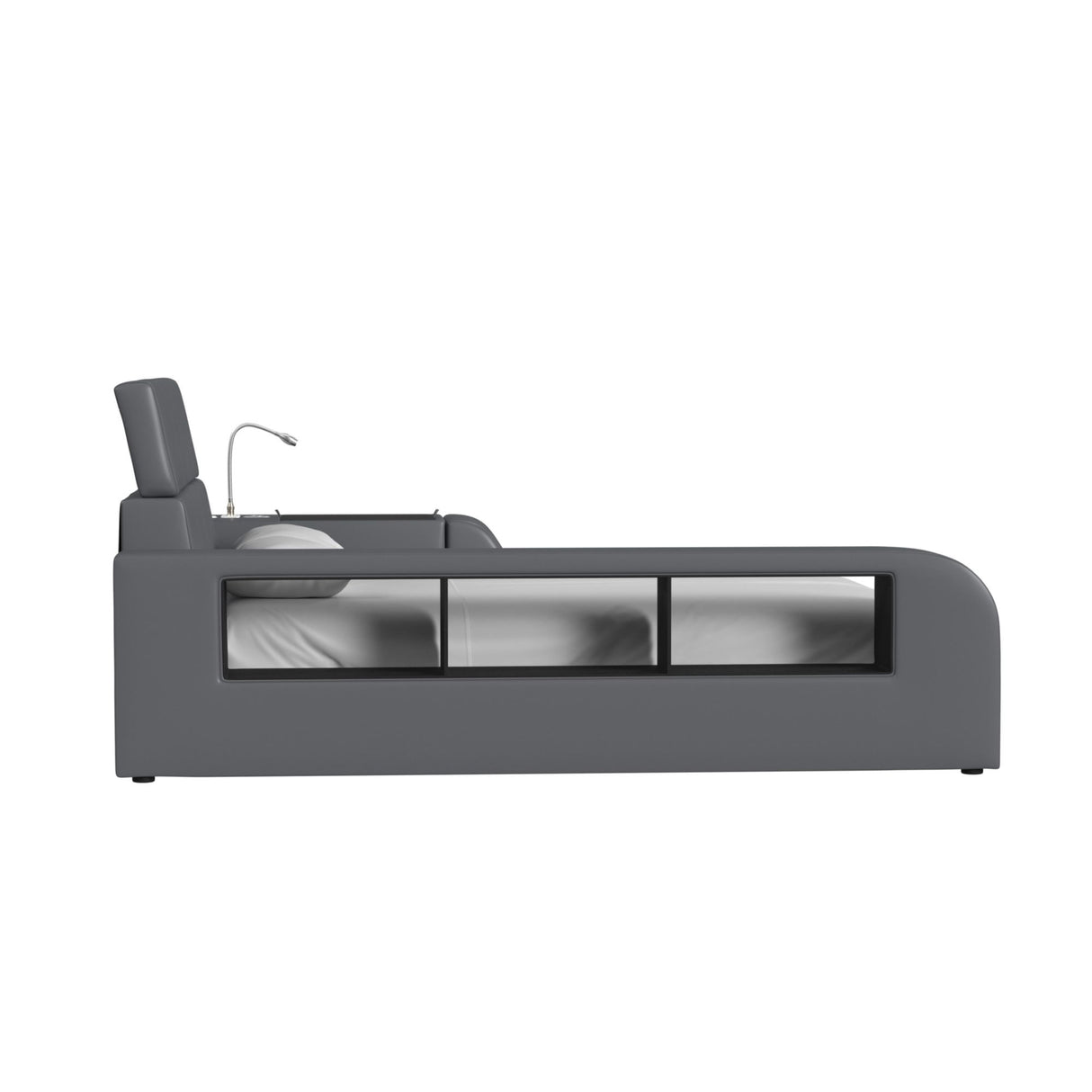 Valari Side Bookcase in Grey PU