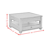 Wagner Square Lift-Top Coffee Table w/ Casters in Cherry