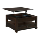 Wagner Square Lift-Top Coffee Table w/ Casters in Cherry