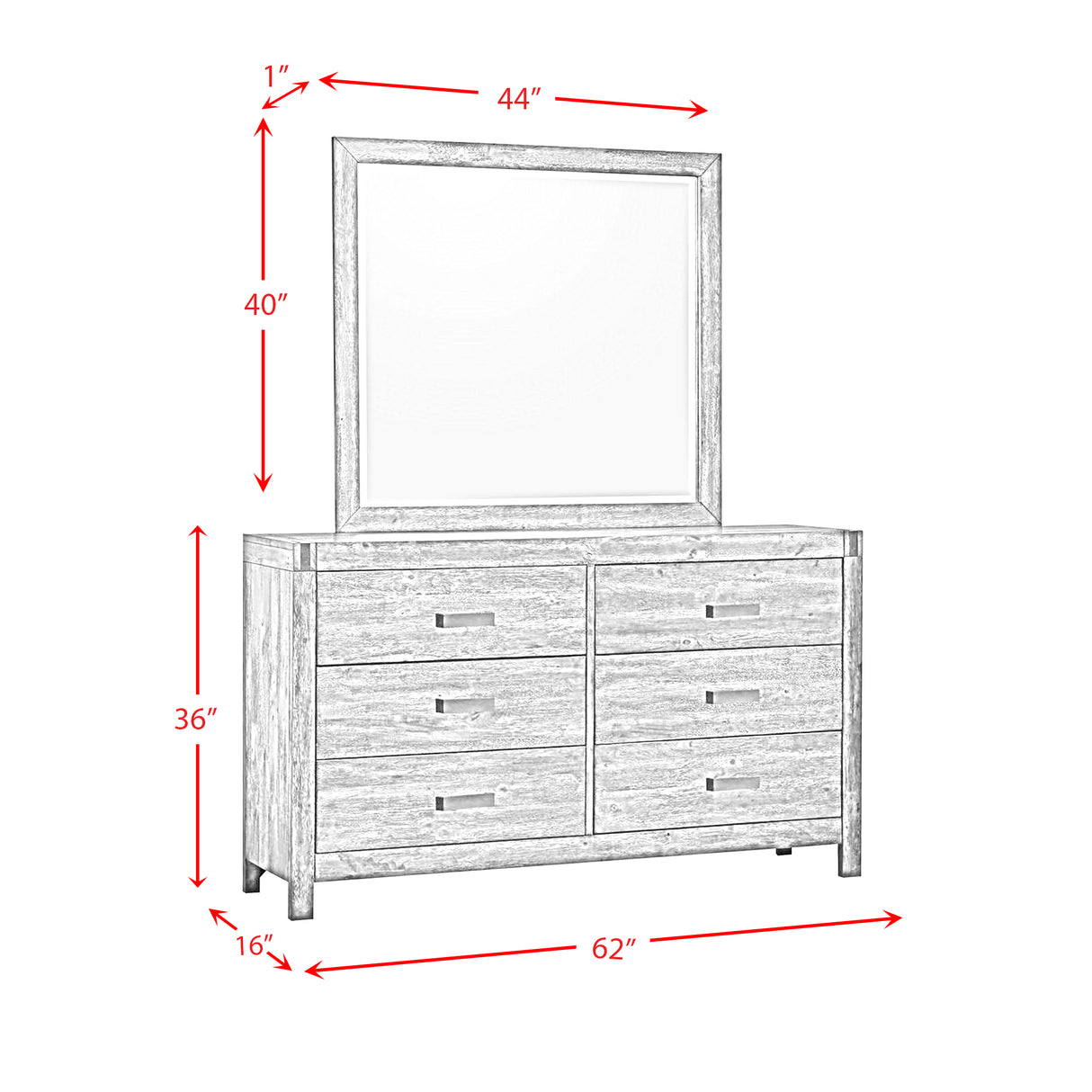 Warner Dresser and Mirror Chestnut
