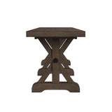 Yellowstone Dining Bench with Metal Bar cross in Medium Brown