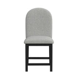 Portland Round Back Counter Stool with Grey Fabric in Black (2 Per Carton)