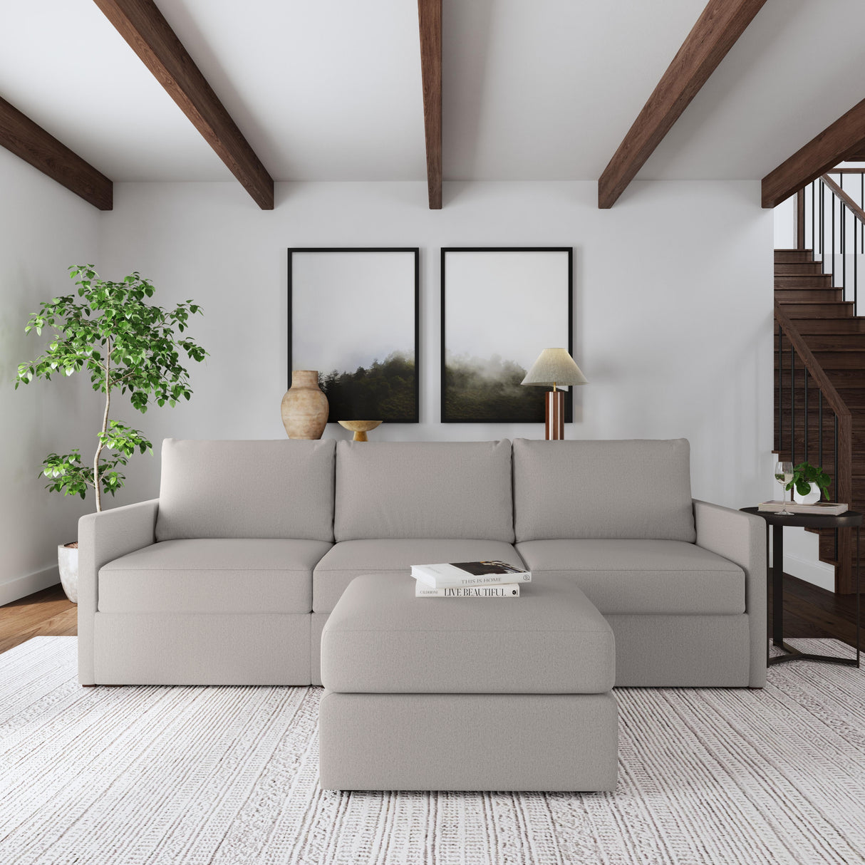 Flex Sofa with Narrow Arm and Ottoman