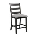 Martin Counter Side Chair with Grey Fabric - Black Finish (2 Per Carton)